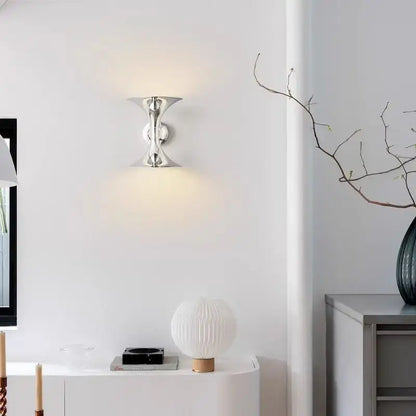 Art deco chrome horn wall lights for bedroom indoor lighting