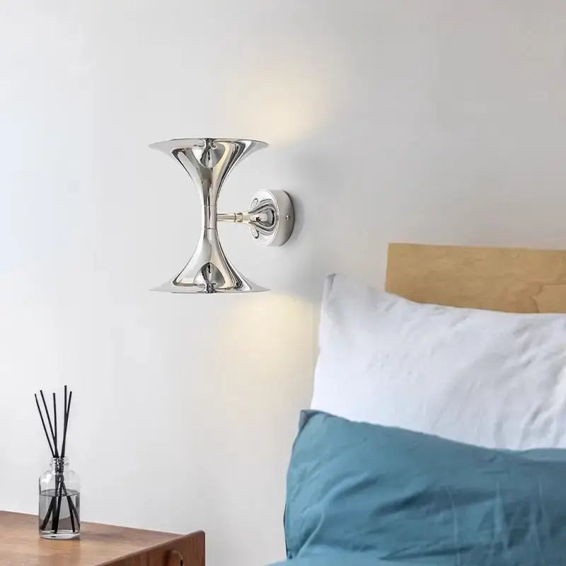 Art deco chrome horn wall lights for bedroom indoor lighting