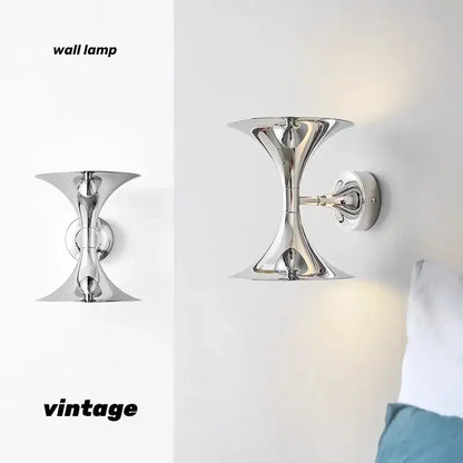 Art deco chrome horn wall lights for bedroom indoor lighting