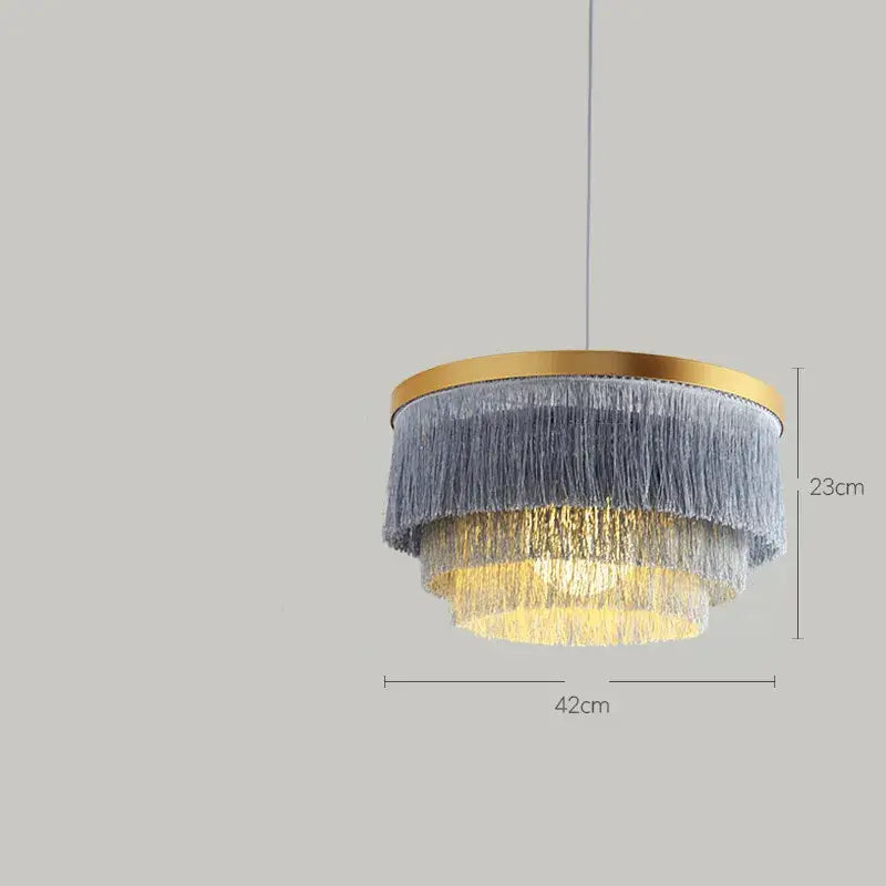 Art deco pink & gold tiered chandelier bedroom fringe light