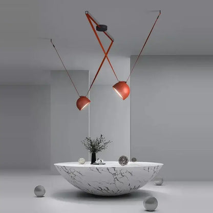 Art deco orange lustre cross belt pendant light – living room