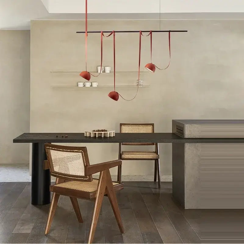 Art deco orange lustre cross belt pendant light – living room