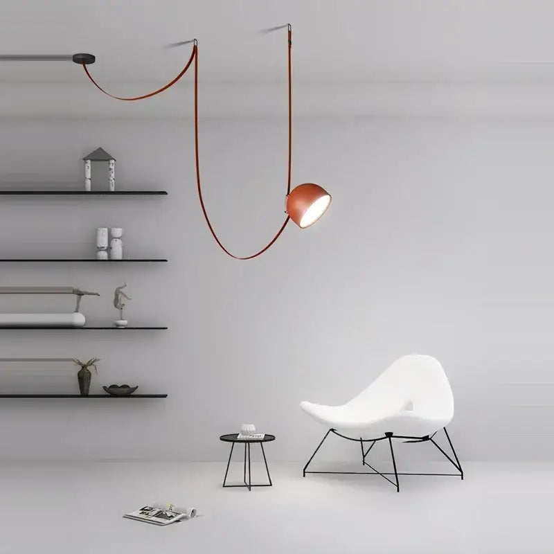 Art deco orange lustre cross belt pendant light – living room