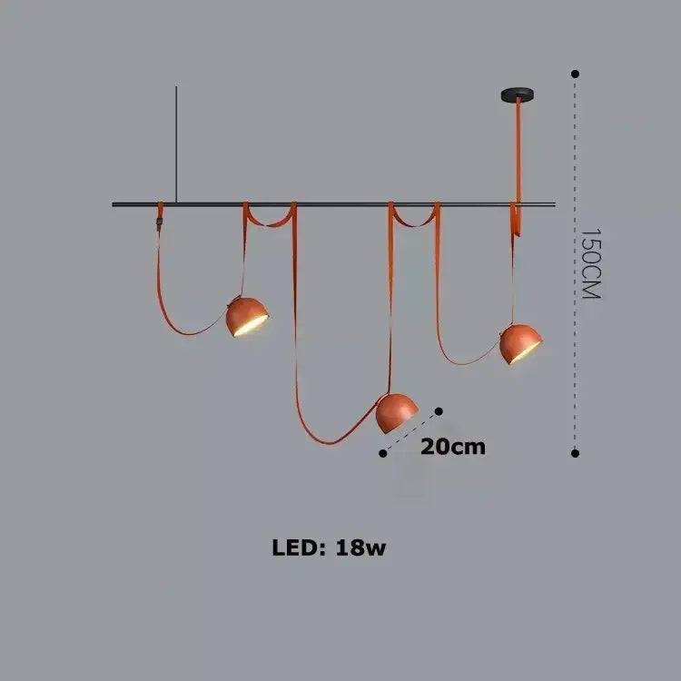 Art deco orange lustre cross belt pendant light – living room