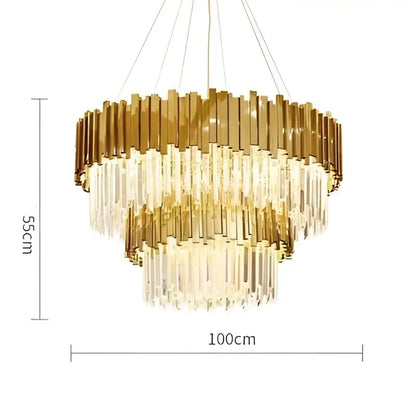 Art deco crystal led chandelier gold & silver dining room lighting