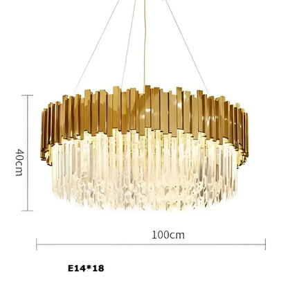 Art deco crystal led chandelier gold & silver dining room lighting