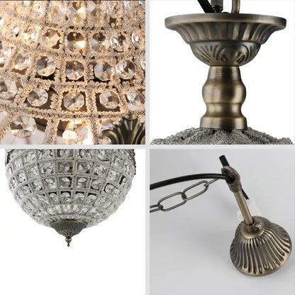 Art deco crystal led chandelier antique brass for bedroom
