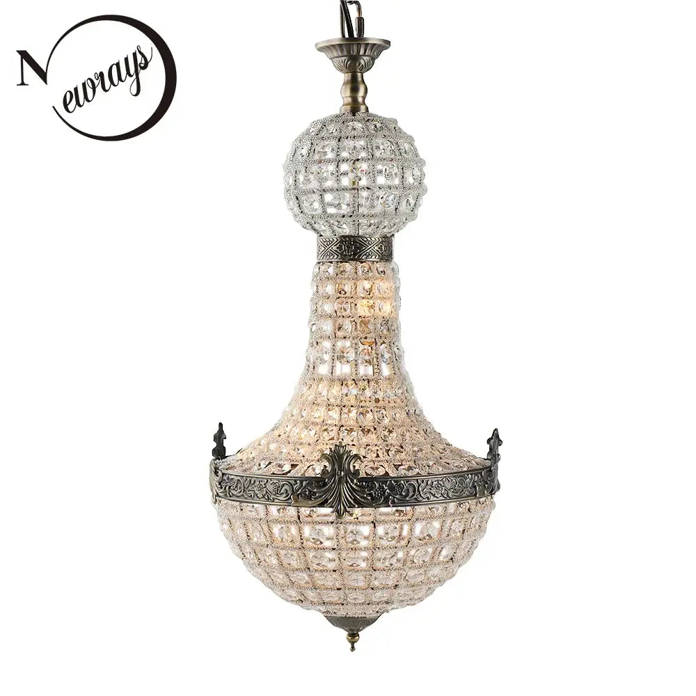 Art deco crystal led chandelier antique brass for bedroom