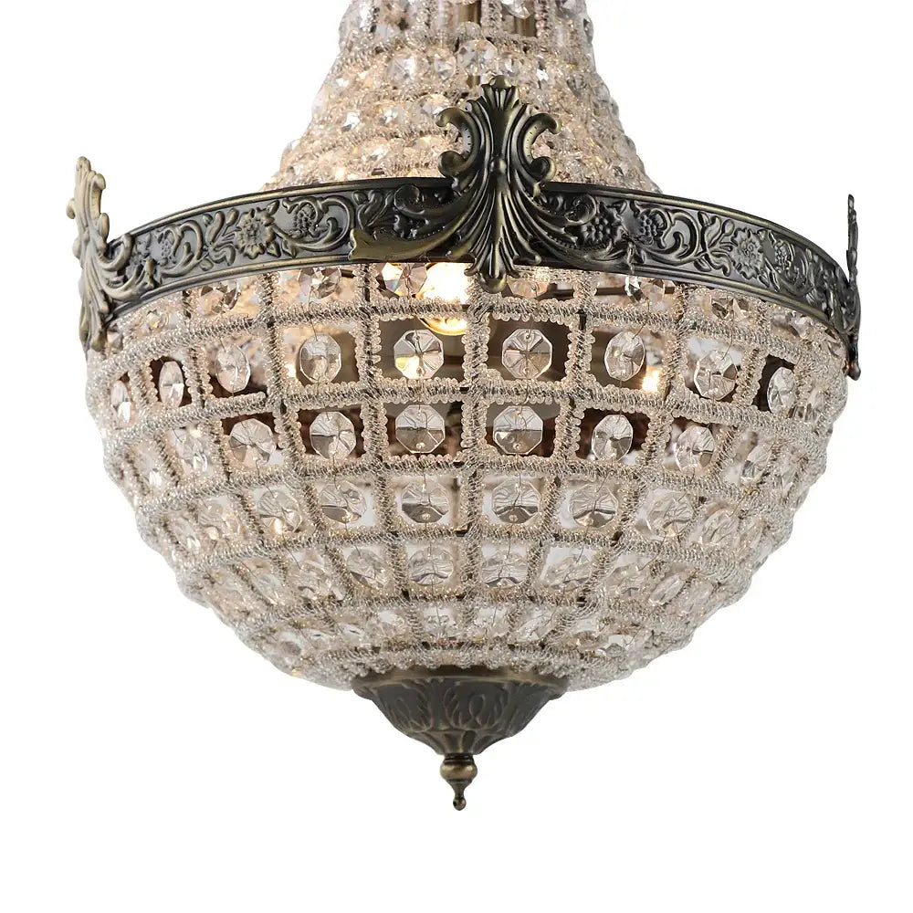Art deco crystal led chandelier antique brass for bedroom