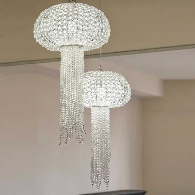 Art deco silver jellyfish dimmable hanging chandelier dining room