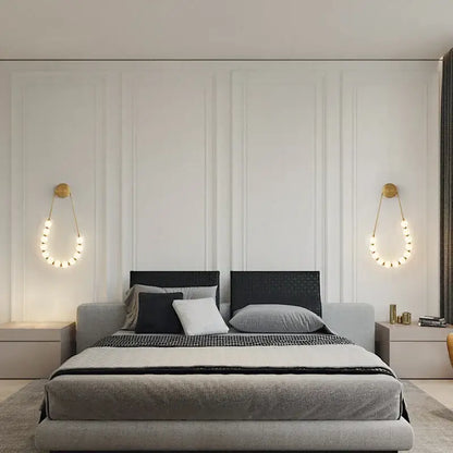 Art deco black & gold led wall sconce bedroom lighting