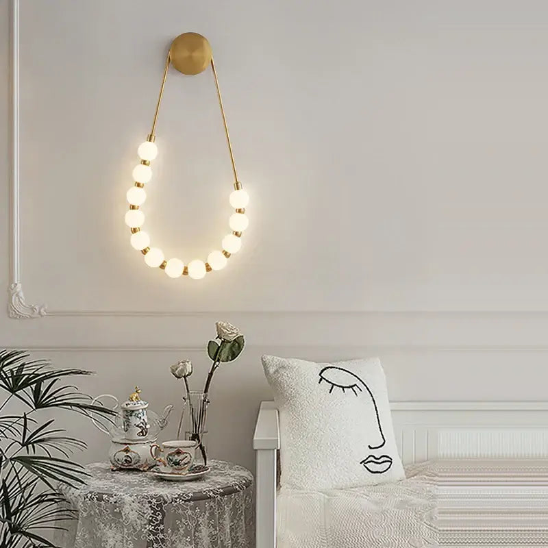 Art deco black & gold led wall sconce bedroom lighting