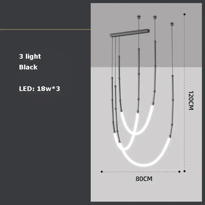 Modern art deco gold & black led pendant light dining room