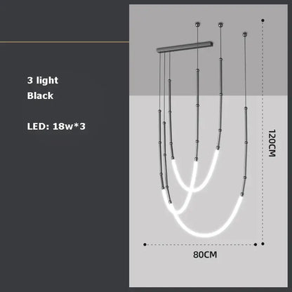 Modern art deco gold & black led pendant light dining room