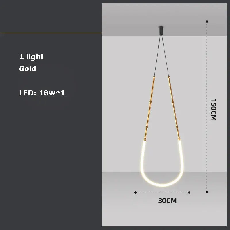 Modern art deco gold & black led pendant light dining room