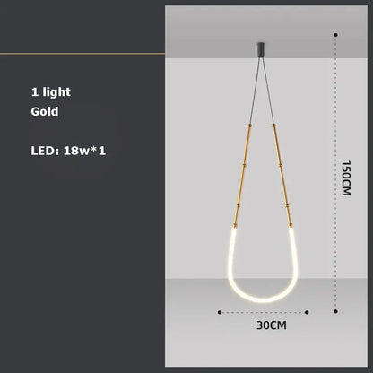 Modern art deco gold & black led pendant light dining room