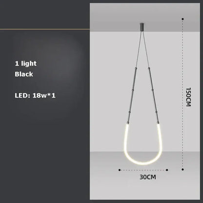Modern art deco gold & black led pendant light dining room