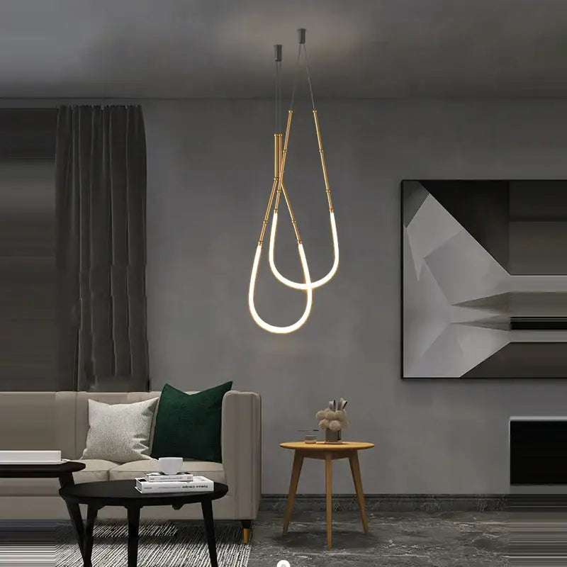 Modern art deco gold & black led pendant light dining room