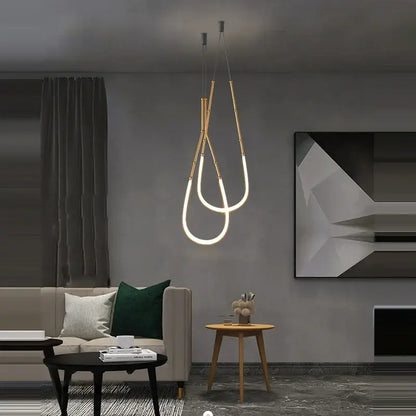Modern art deco gold & black led pendant light dining room