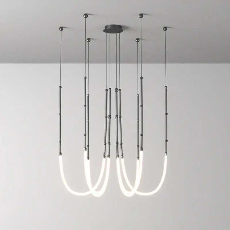 Modern art deco gold & black led pendant light dining room