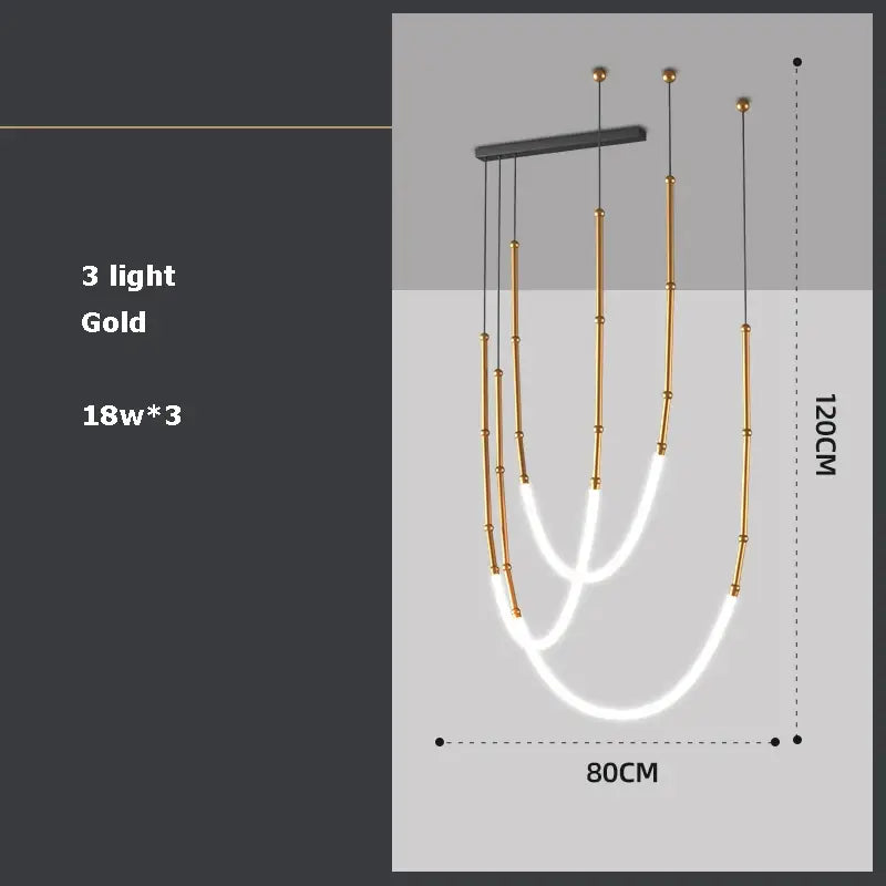 Modern art deco gold & black led pendant light dining room