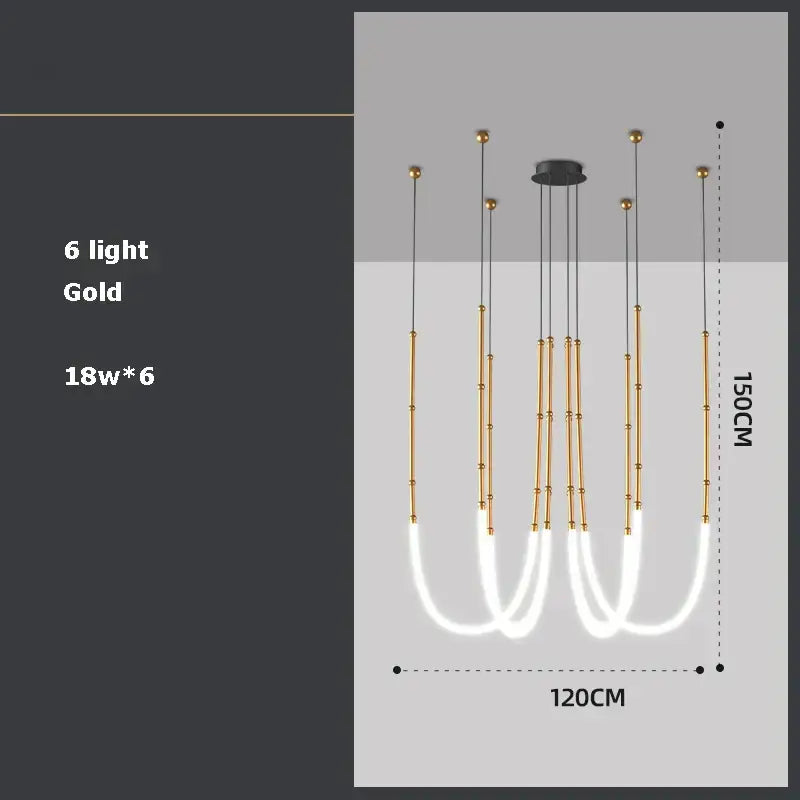 Modern art deco gold & black led pendant light dining room