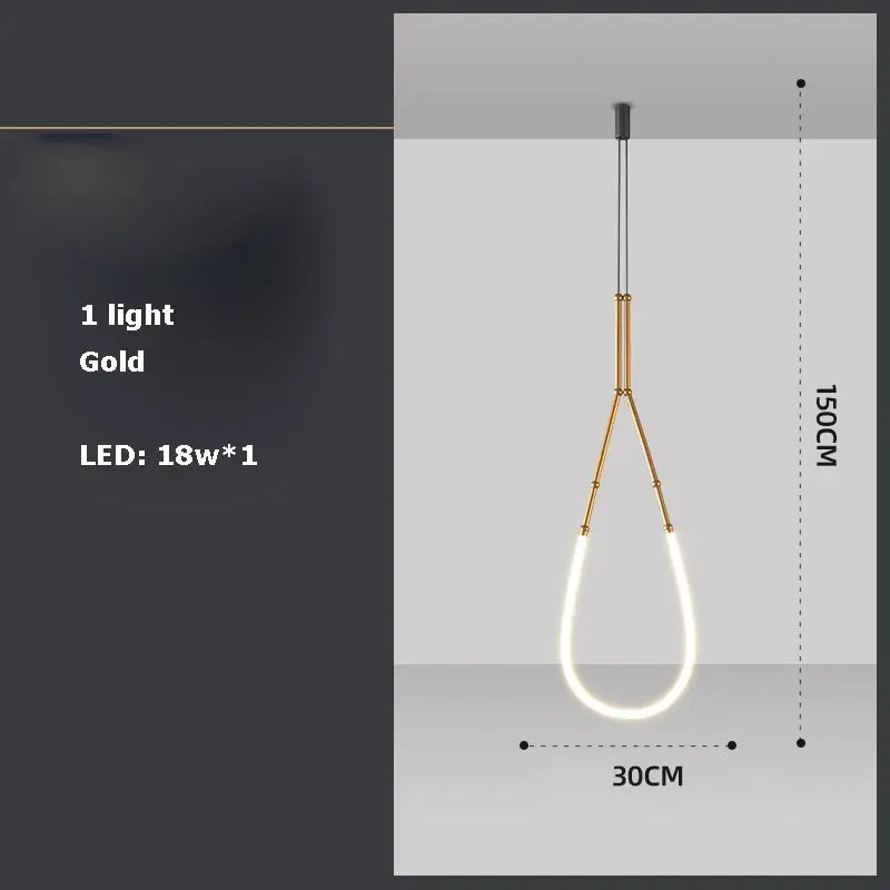 Modern art deco gold & black led pendant light dining room