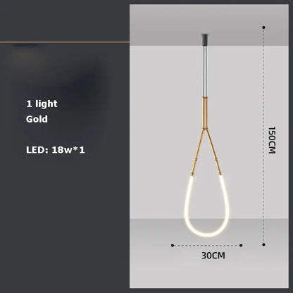 Modern art deco gold & black led pendant light dining room