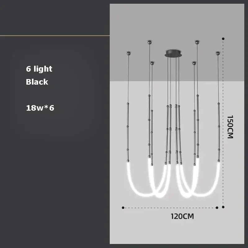 Modern art deco gold & black led pendant light dining room