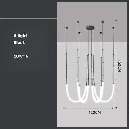 Modern art deco gold & black led pendant light dining room