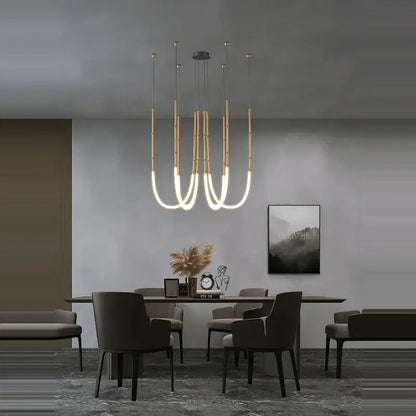 Modern art deco gold & black led pendant light dining room