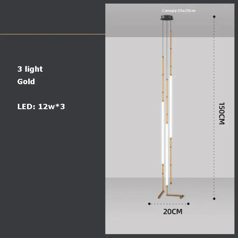 Modern art deco gold & black led pendant light dining room