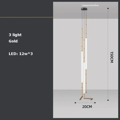 Modern art deco gold & black led pendant light dining room