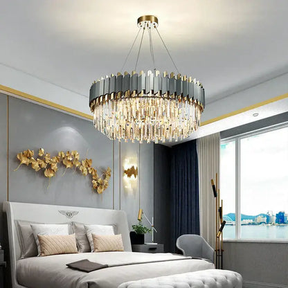 Art deco golden black crystal pendant lights for dining room
