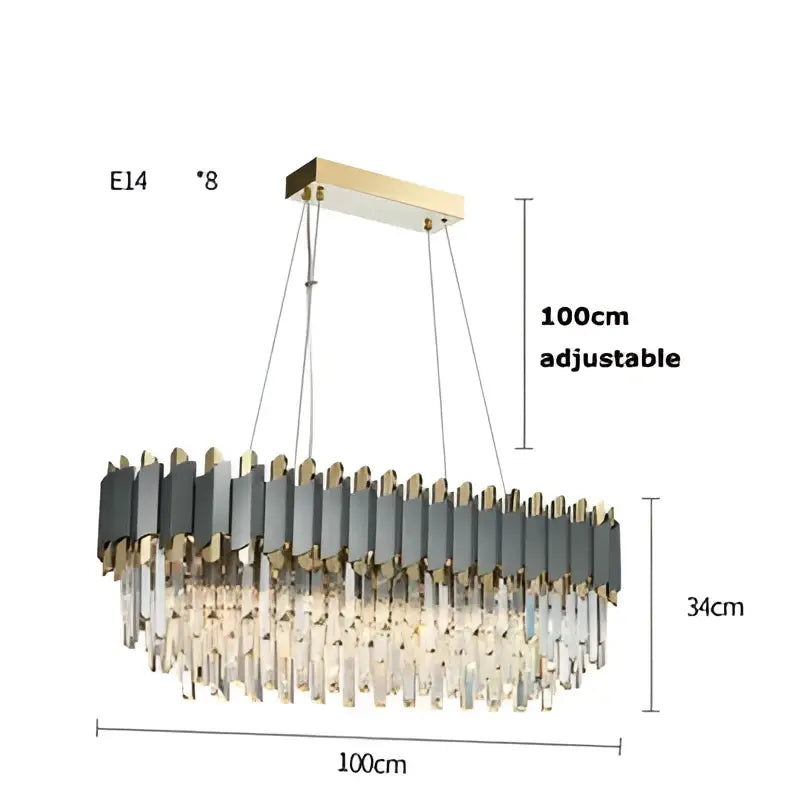 Art deco golden black crystal pendant lights for dining room