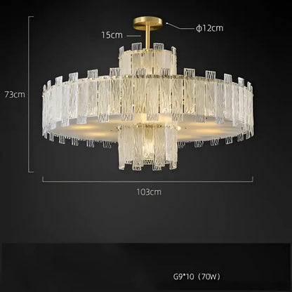 Art deco golden copper glass chandelier dining room led lighting