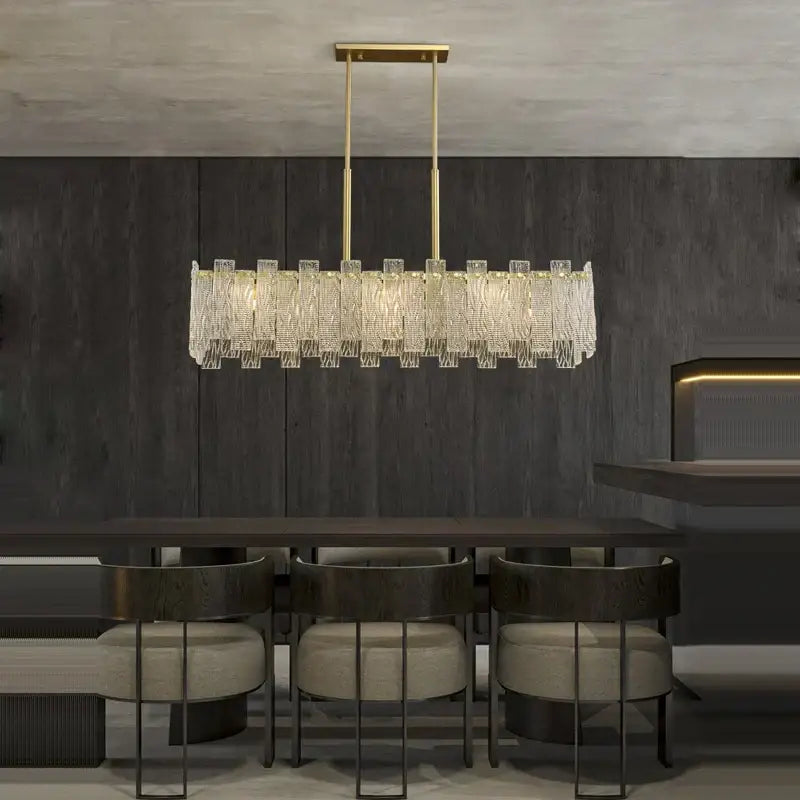 Art deco golden copper glass chandelier dining room led lighting