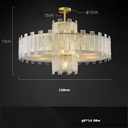 Art deco golden copper glass chandelier dining room led lighting