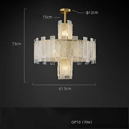 Art deco golden copper glass chandelier dining room led lighting