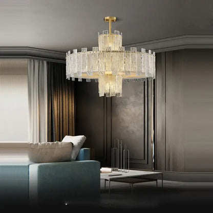 Art deco golden copper glass chandelier dining room led lighting