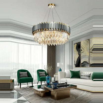 Art deco golden crystal chandelier dining room led hanging lamp