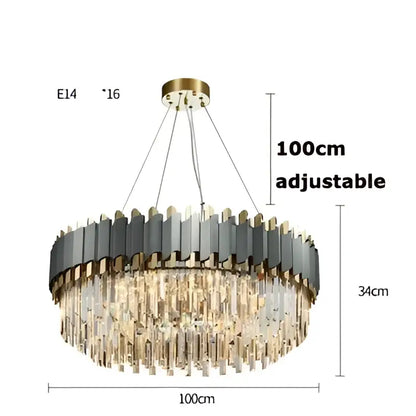 art deco gray & gold crystal chandelier foyer light