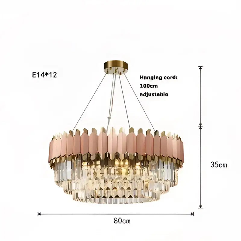 art deco gray & gold crystal chandelier foyer light