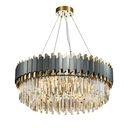 art deco gray & gold crystal chandelier foyer light