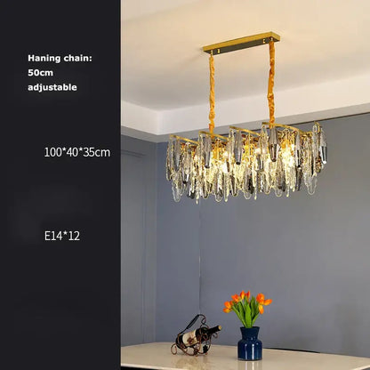 Art deco led crystal chandelier gold and smoky foyer lighting