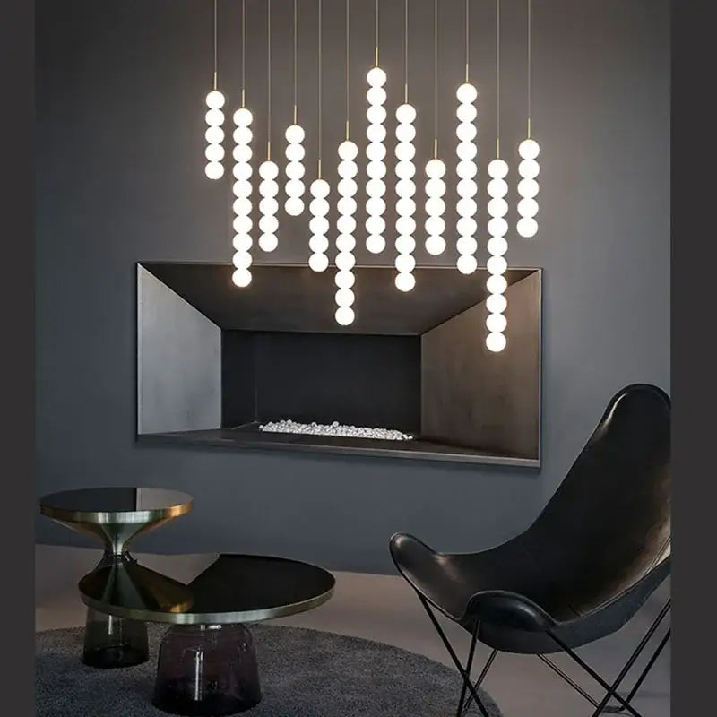Art deco led glass pingpong pendant light dining room white orbs