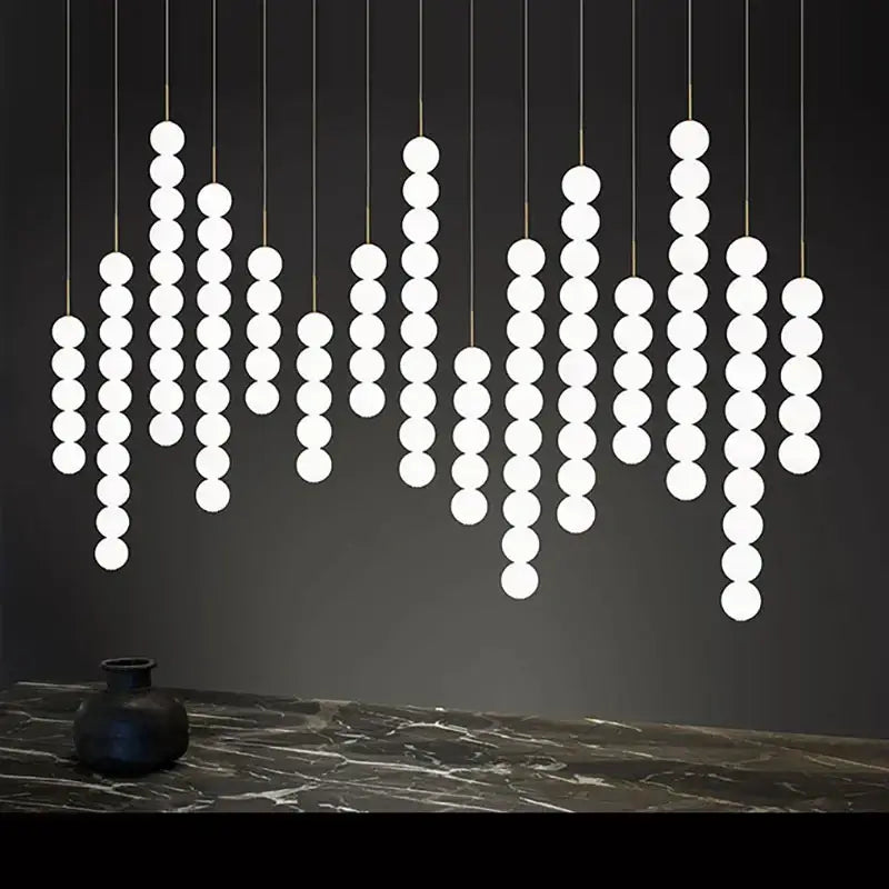 Art deco led glass pingpong pendant light dining room white orbs