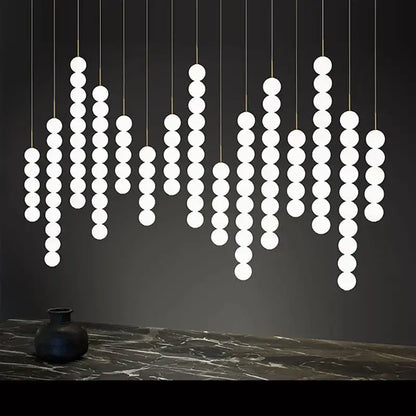 Art deco led glass pingpong pendant light dining room white orbs
