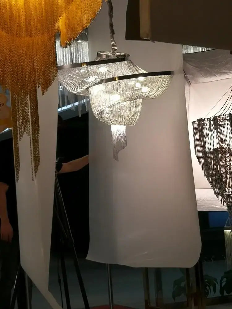 art deco crystal tiered chandelier dining room light