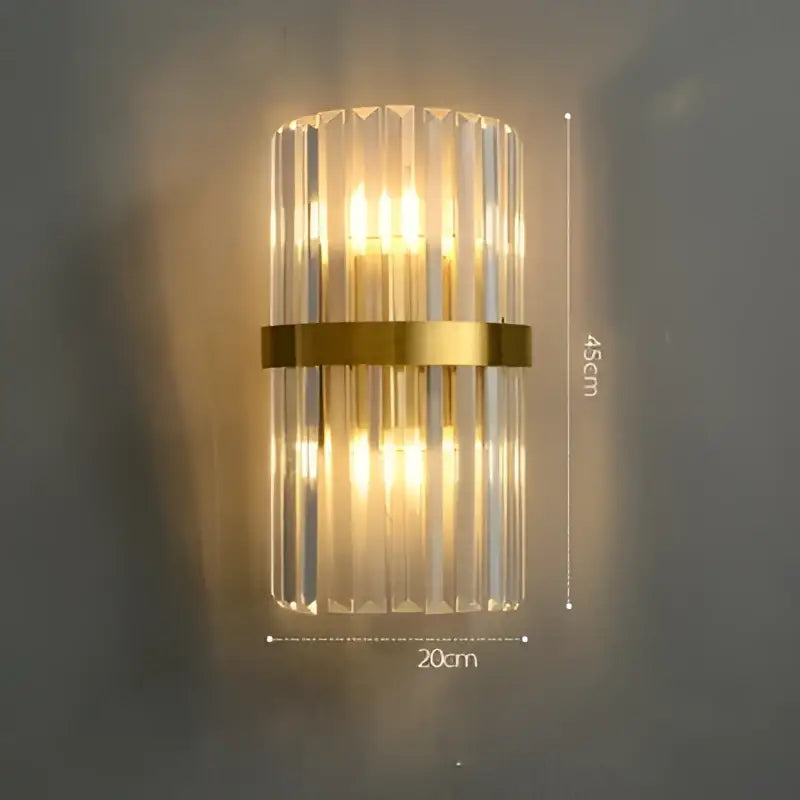 Art deco led crystal wall sconce gold & black bedroom light
